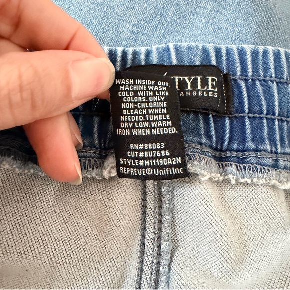 Sound Style Stretchy Denim Blue Drawstring Joggers w/Pockets Sz Medium - Picture 10 of 13